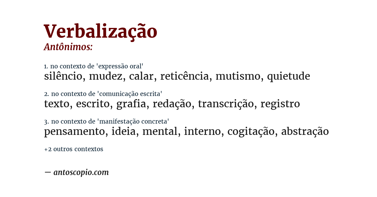 Antônimo de verbalização