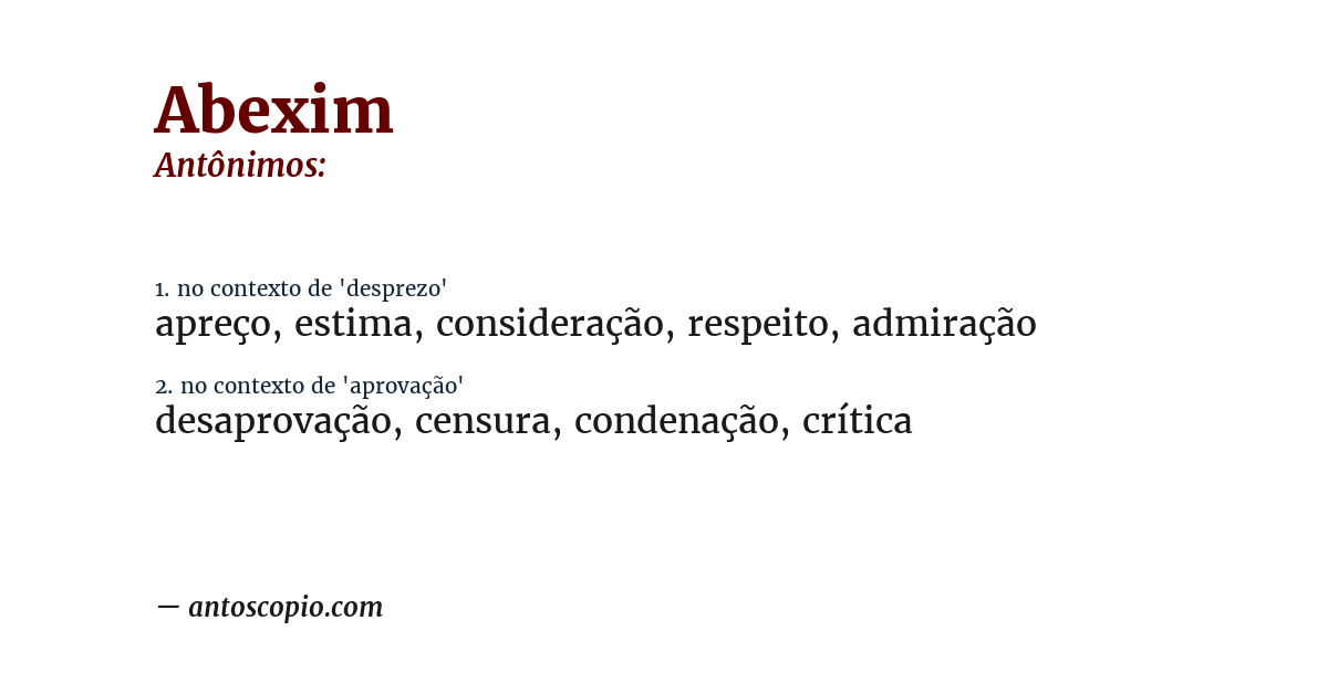 Antônimo de abexim