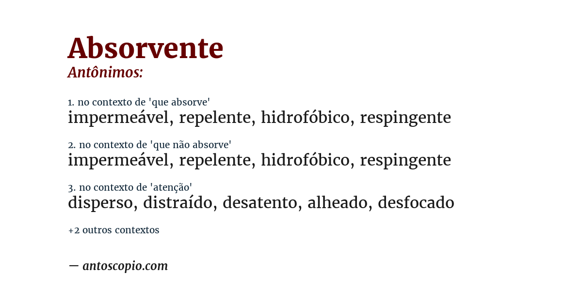 Antônimo de absorvente