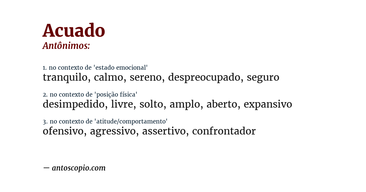 Antônimo de acuado