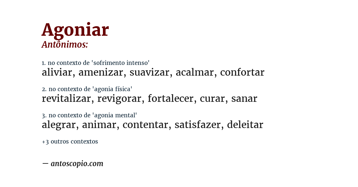 Antônimo de agoniar