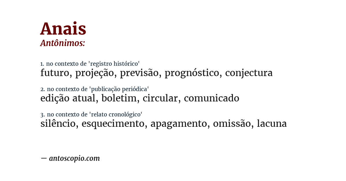 Antônimo de anais