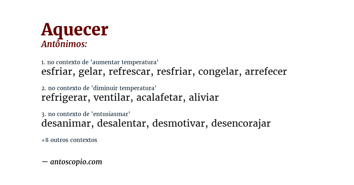 Antônimo de aquecer