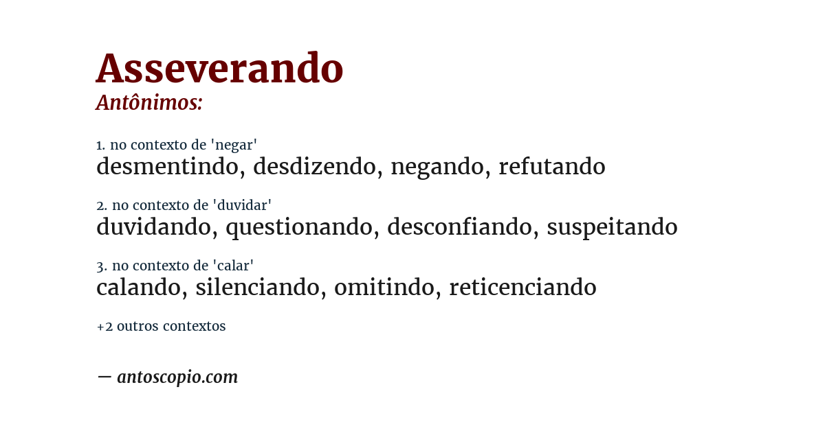 Antônimo de asseverando