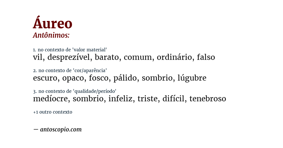 Antônimo de áureo