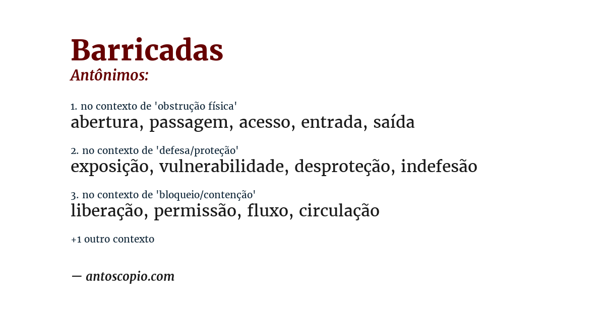 Antônimo de barricadas