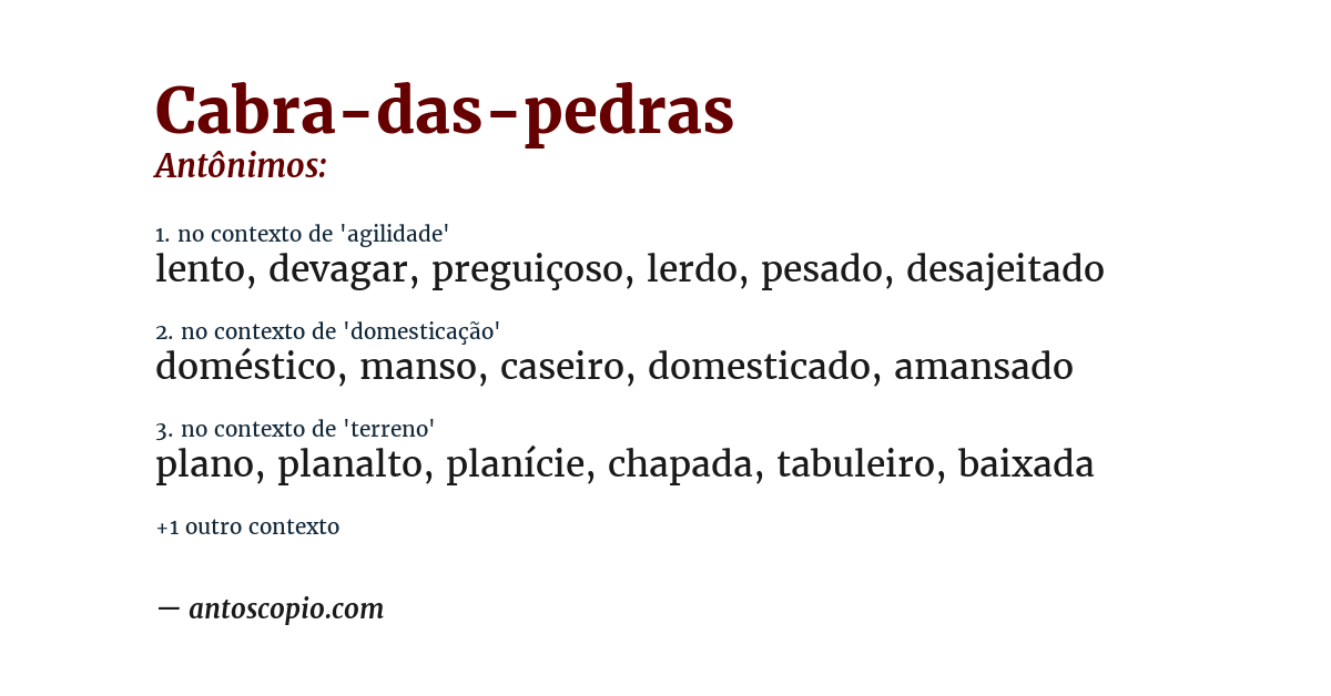 Antônimo de cabra-das-pedras