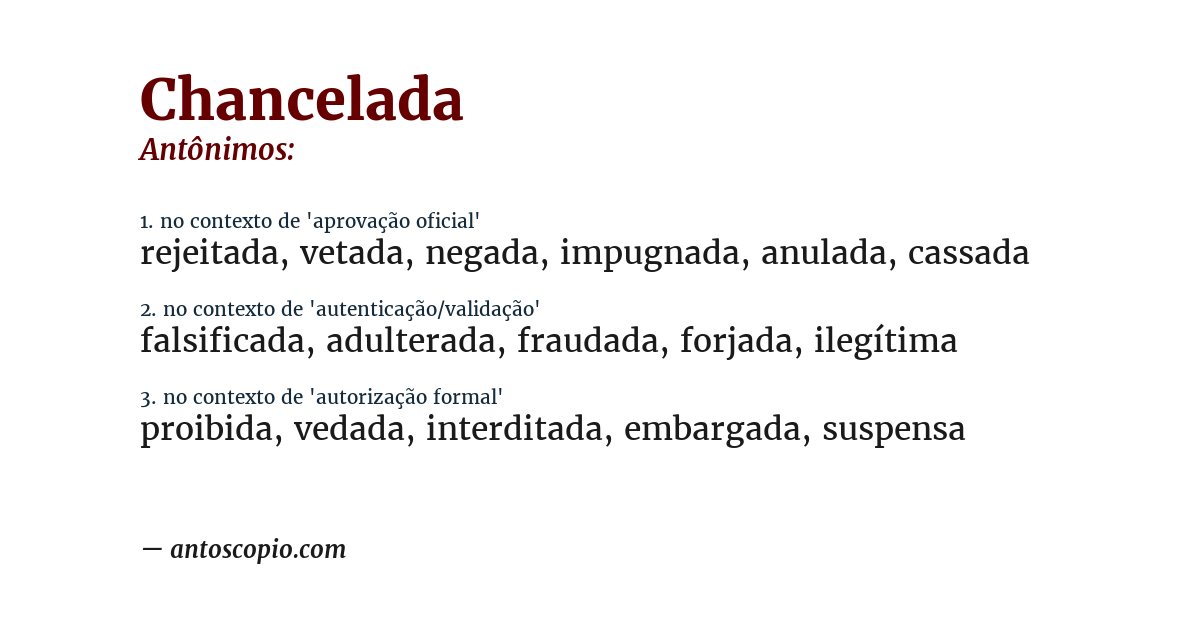 Antônimo de chancelada