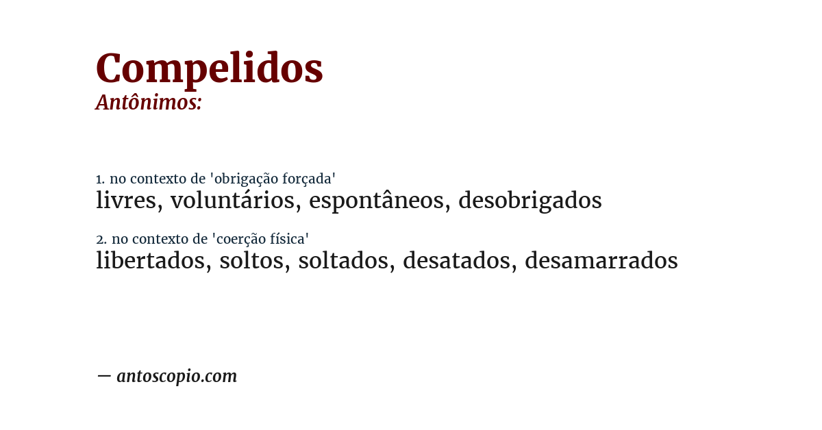 Antônimo de compelidos