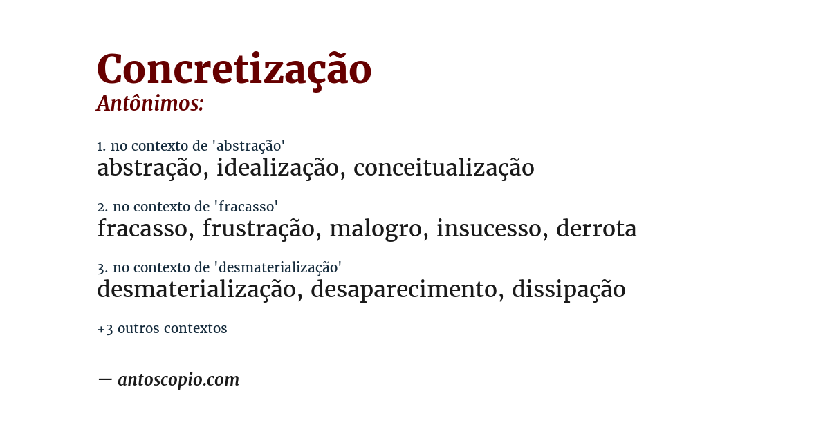 Antônimo de concretização