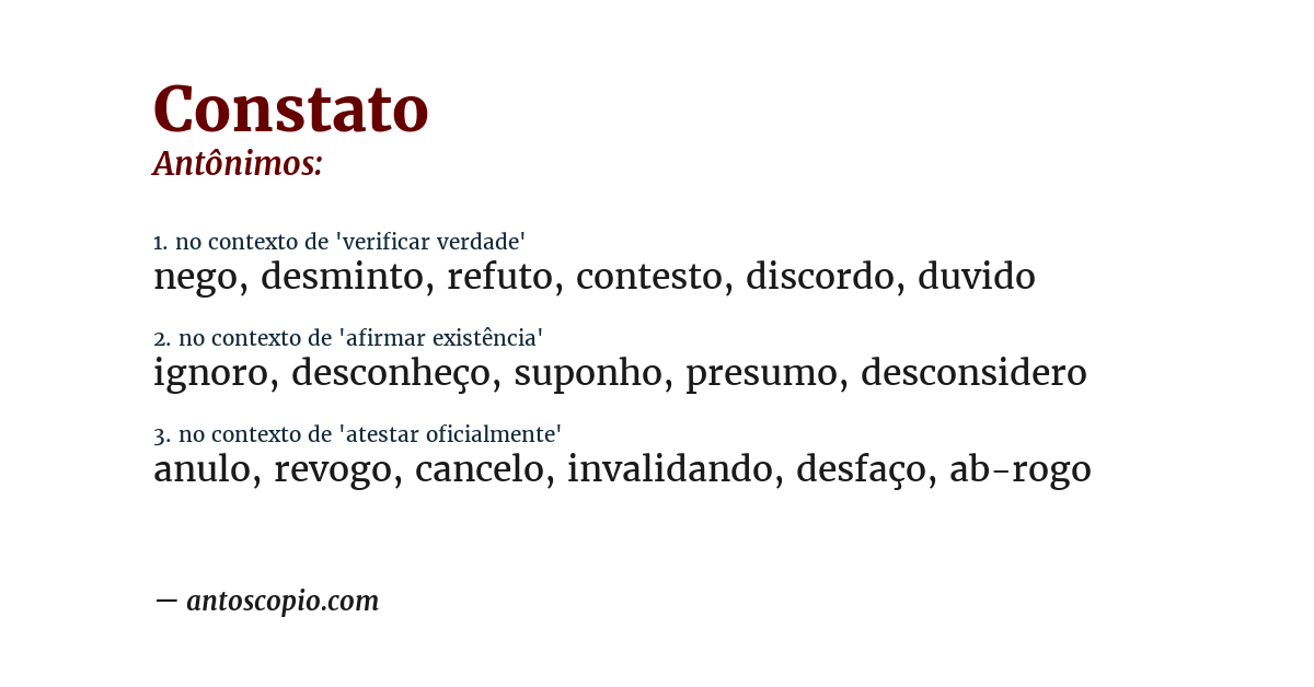 Antônimo de constato
