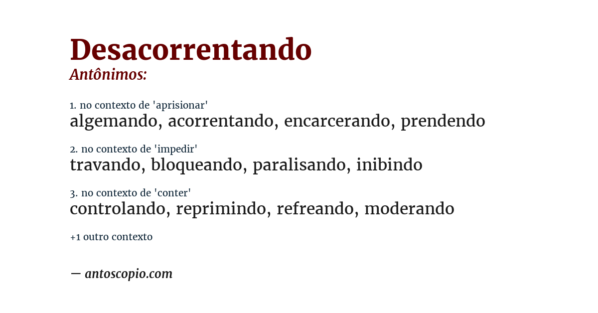 Antônimo de desacorrentando
