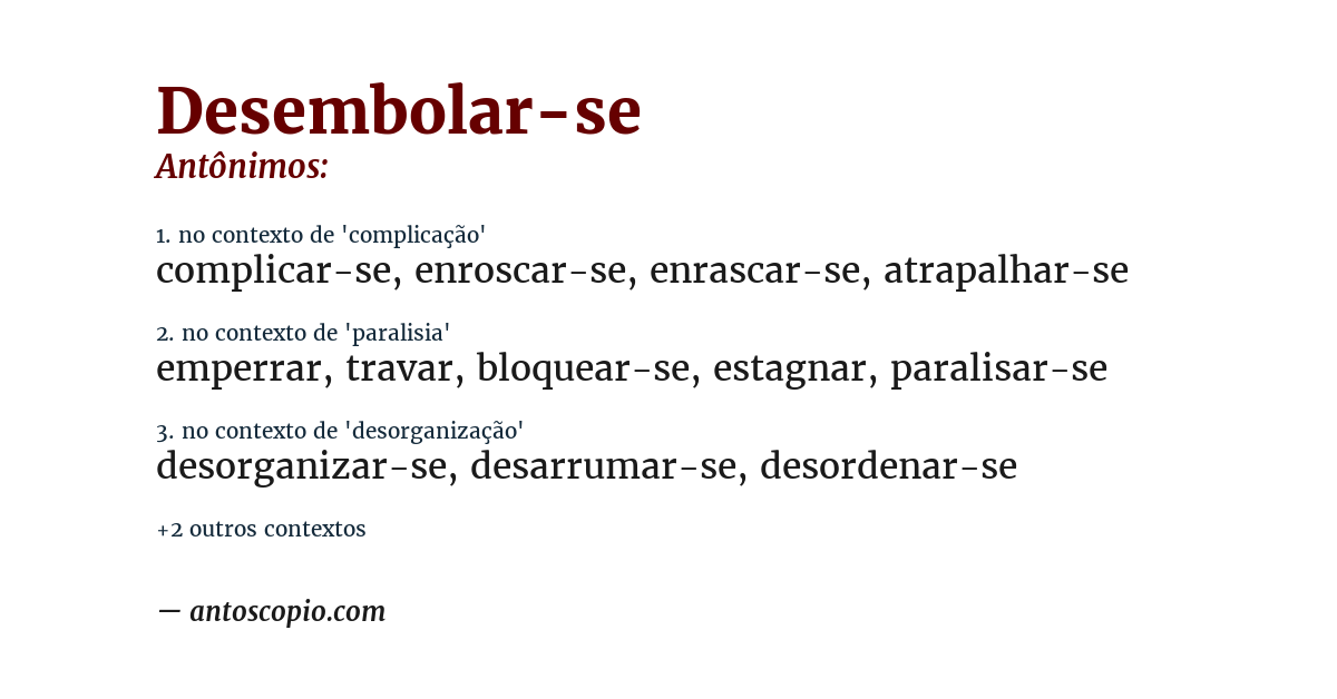 Antônimo de desembolar-se