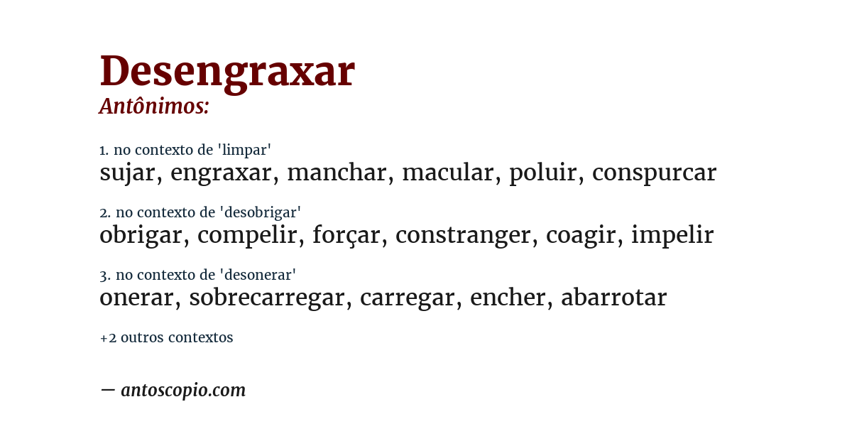 Antônimo de desengraxar