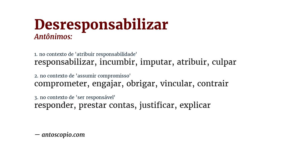 Antônimo de desresponsabilizar