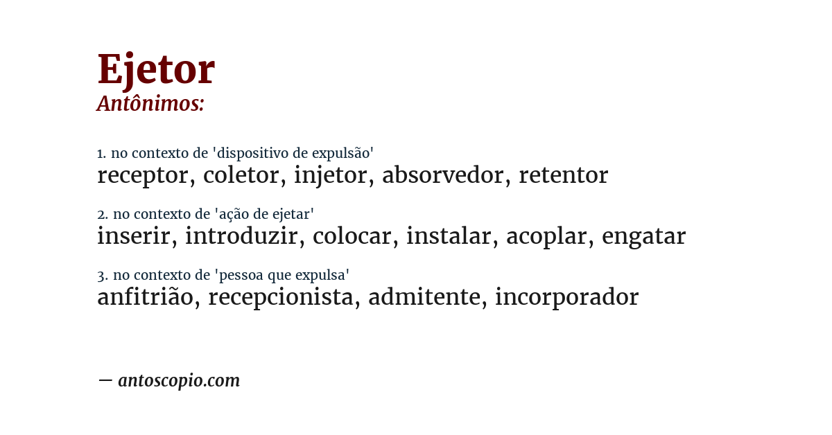 Antônimo de ejetor