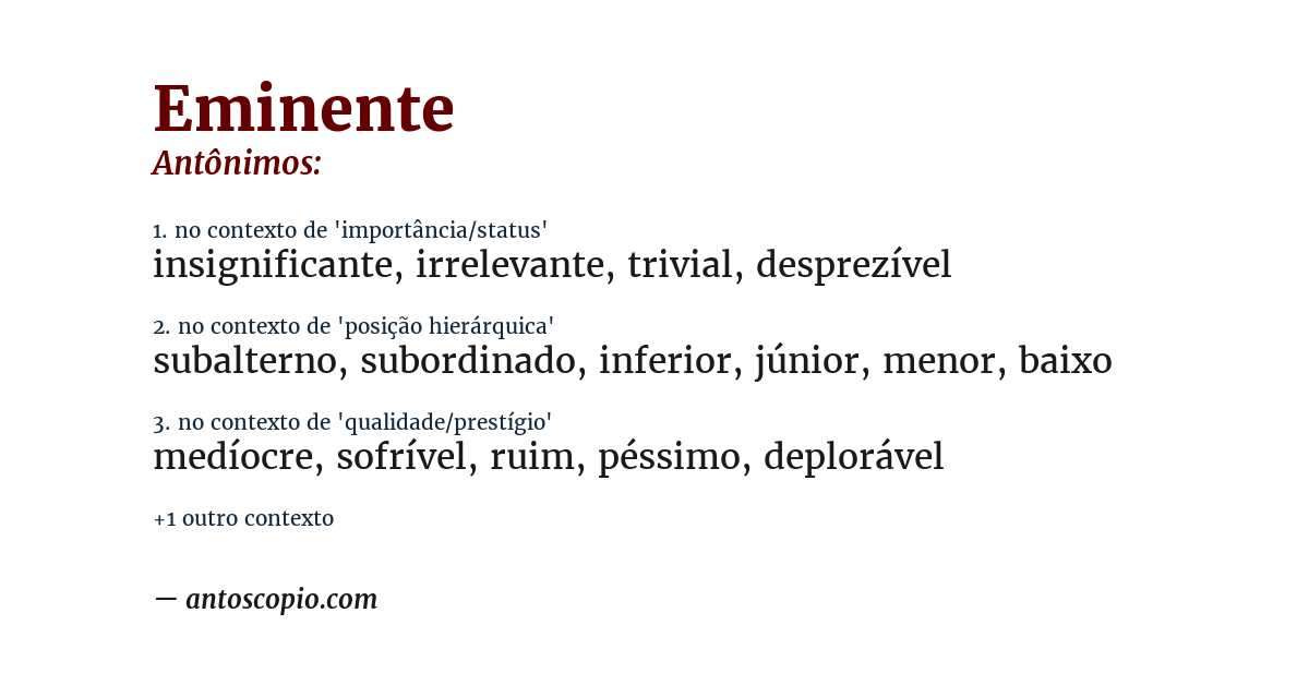 Antônimo de eminente