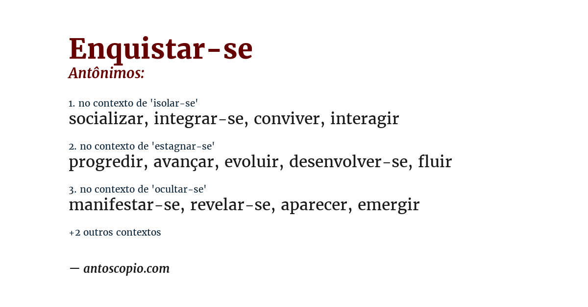 Antônimo de enquistar-se