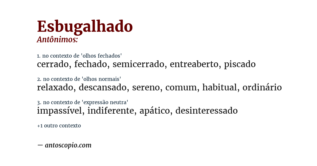 Antônimo de esbugalhado