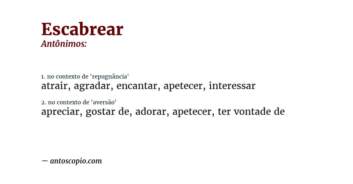 Antônimo de escabrear