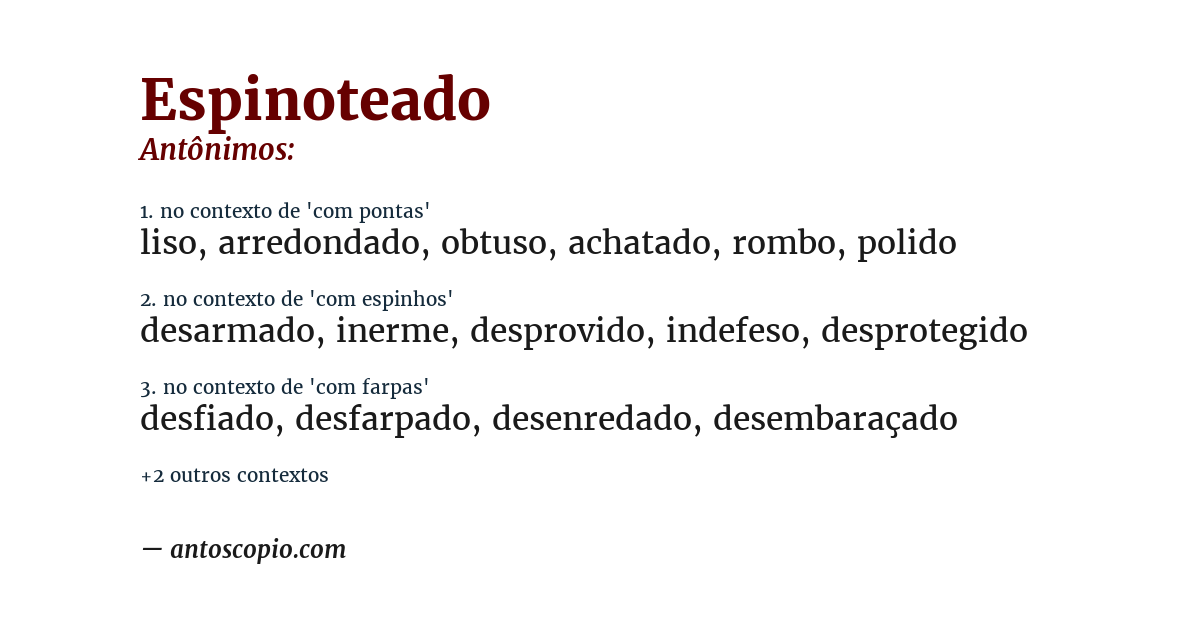 Antônimo de espinoteado