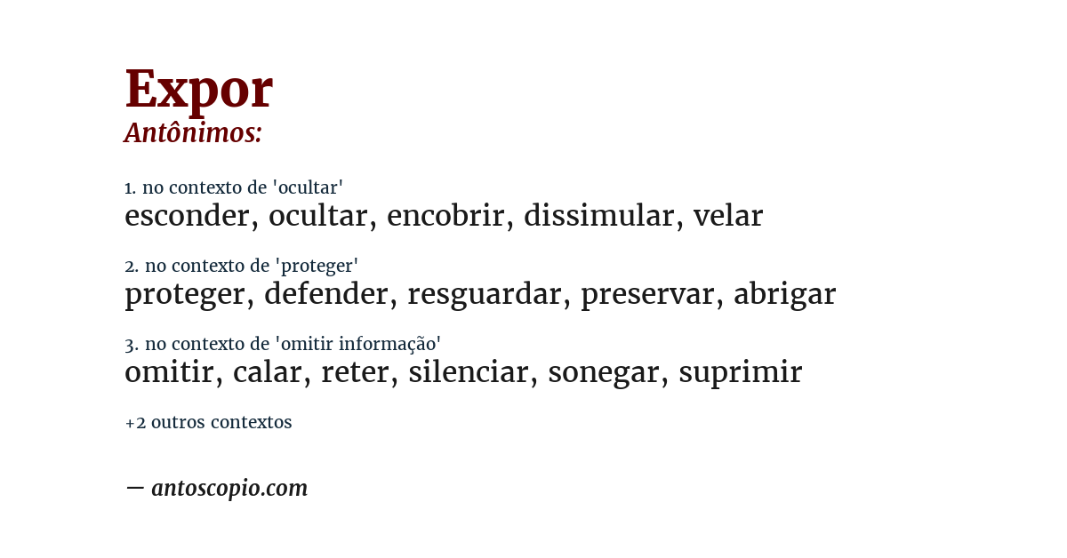 Antônimo de expor