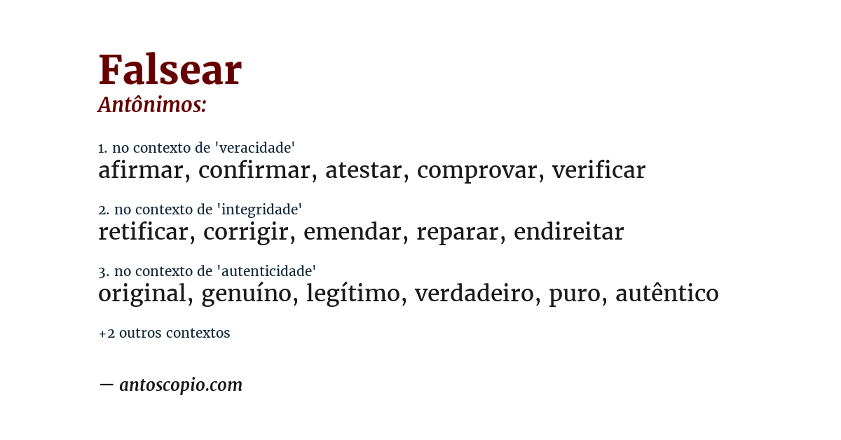 Antônimo de falsear