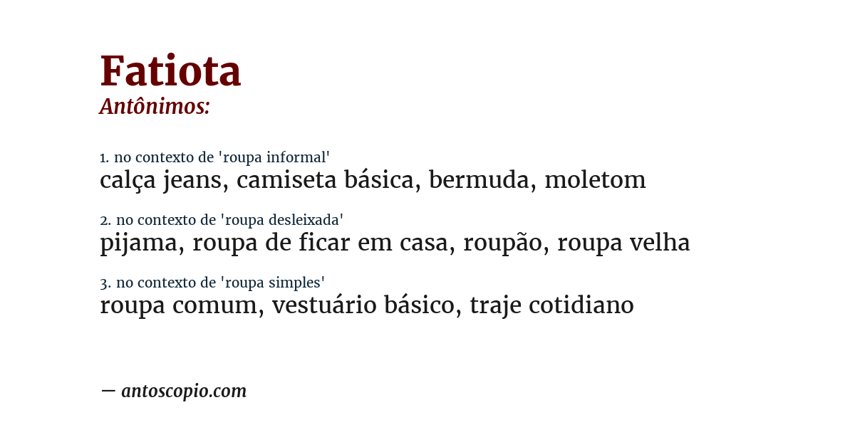 Antônimo de fatiota