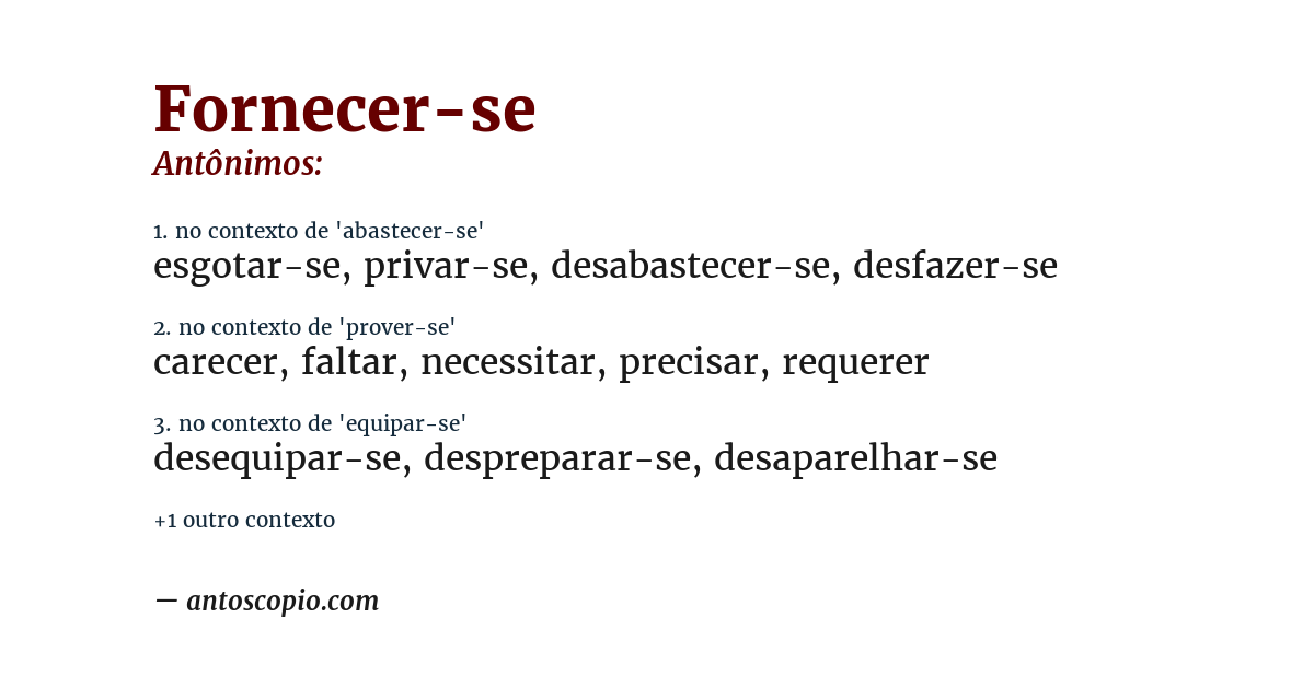 Antônimo de fornecer-se