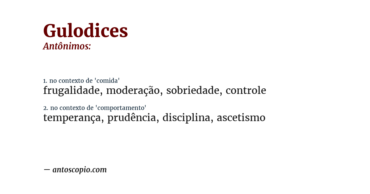 Antônimo de gulodices