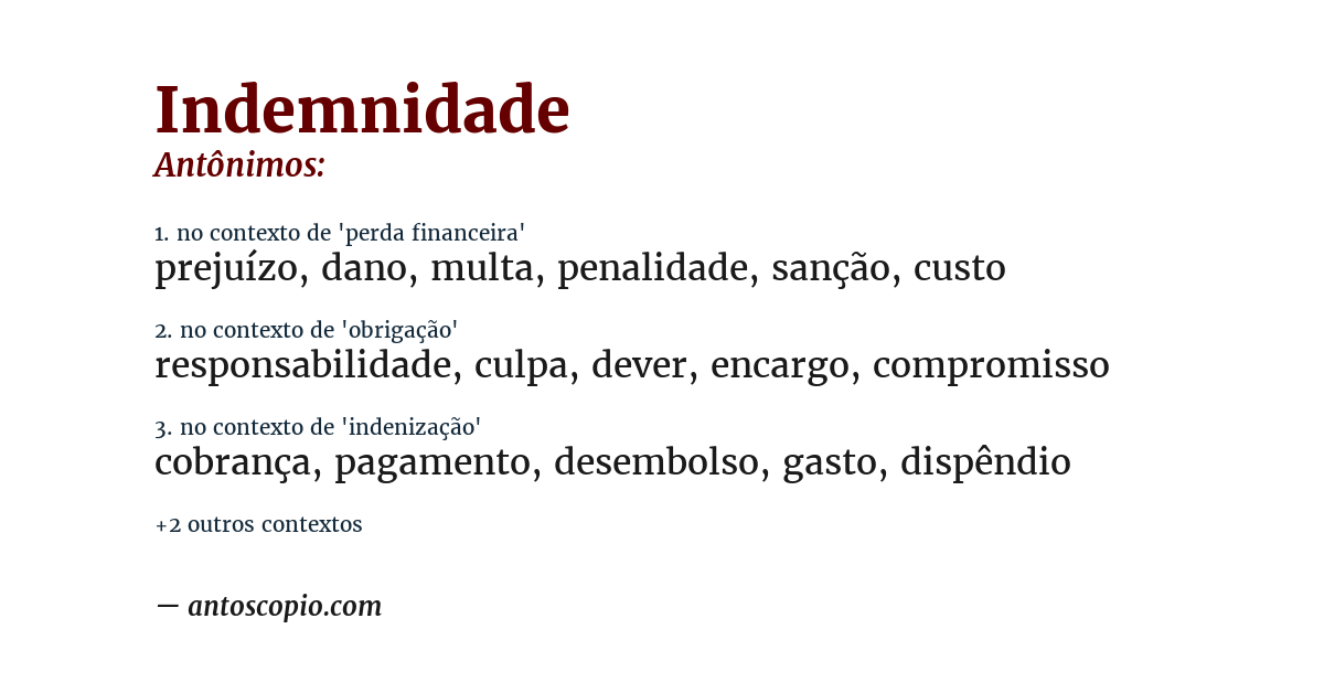 Antônimo de indemnidade