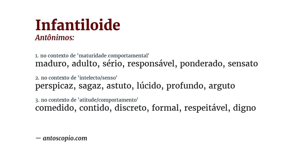 Antônimo de infantiloide