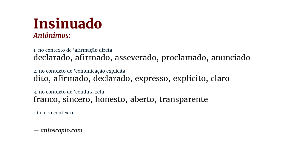 Antônimo de insinuado