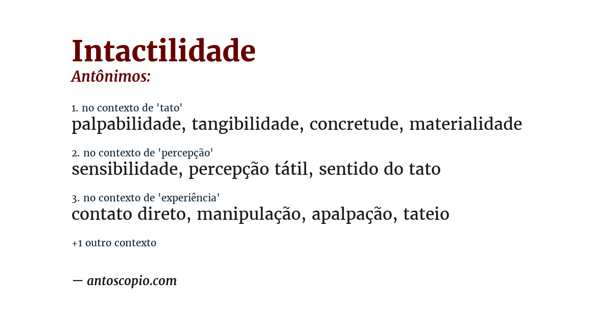 Antônimo de intactilidade