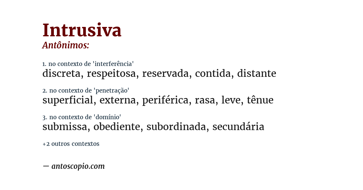 Antônimo de intrusiva