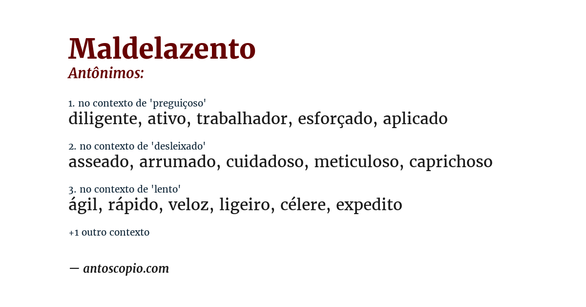 Antônimo de maldelazento