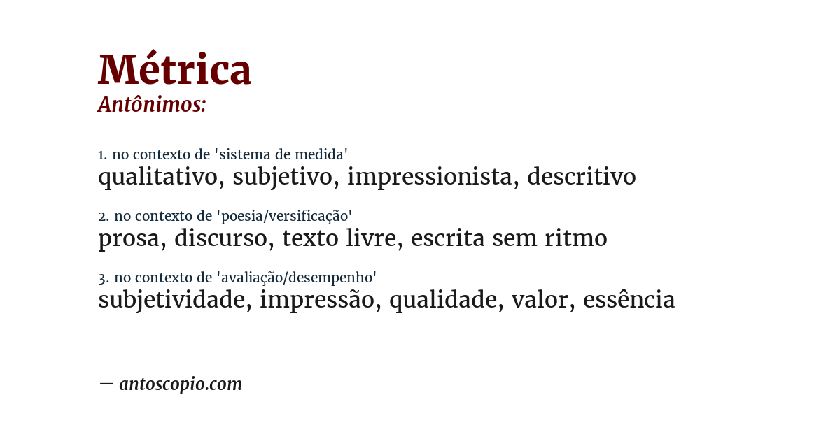 Antônimo de métrica