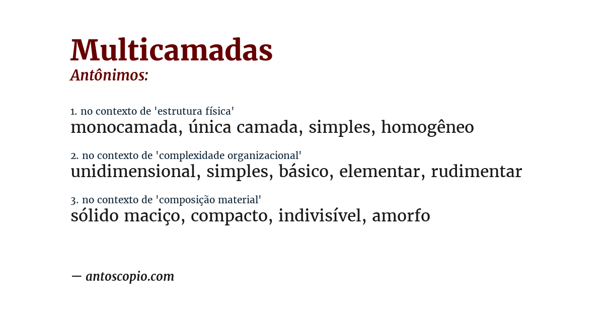 Antônimo de multicamadas