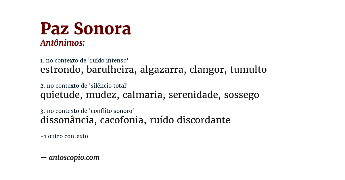 Antônimo de paz sonora