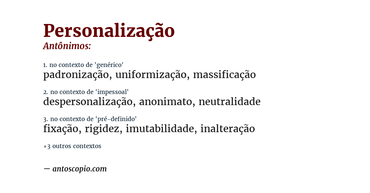 Antônimo de personalização