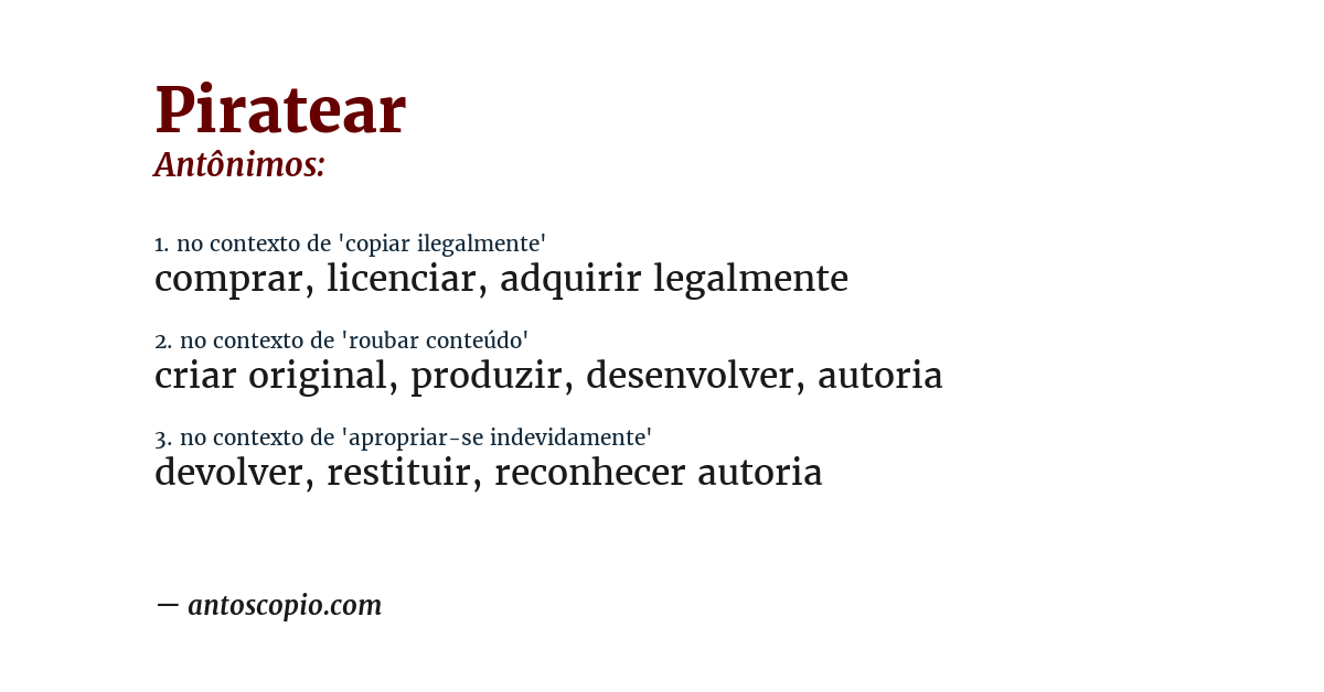 Antônimo de piratear