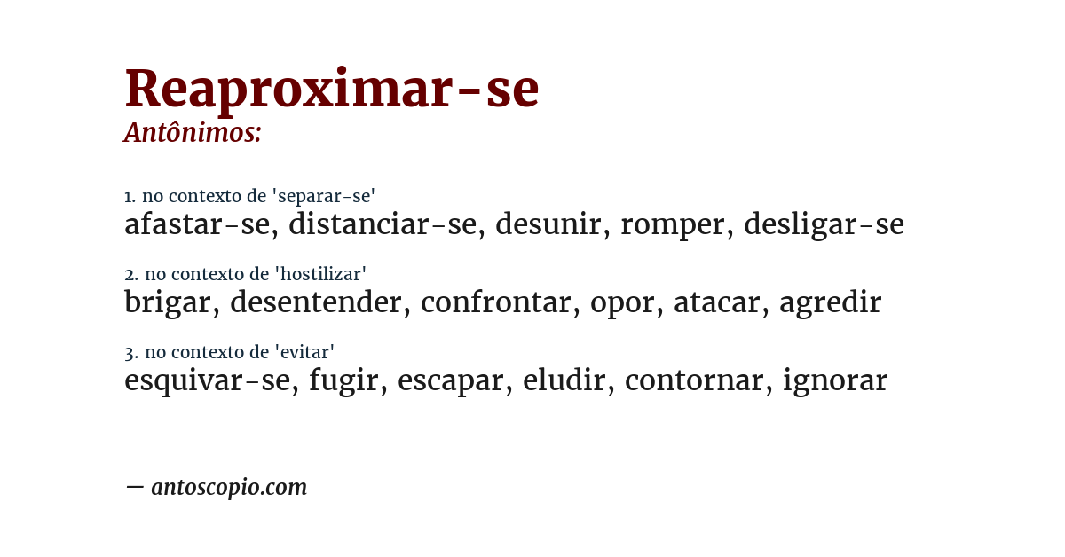 Antônimo de reaproximar-se