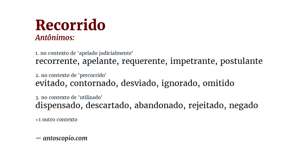 Antônimo de recorrido