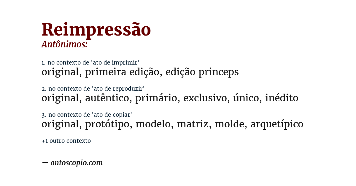 Antônimo de reimpressão