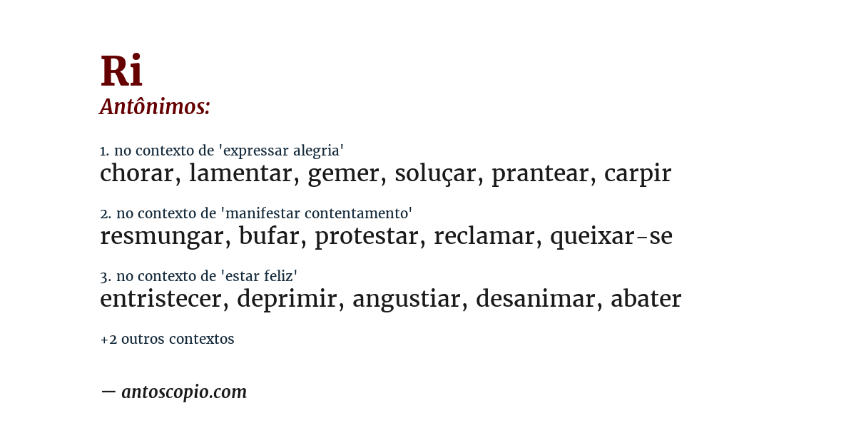 Antônimo de ri