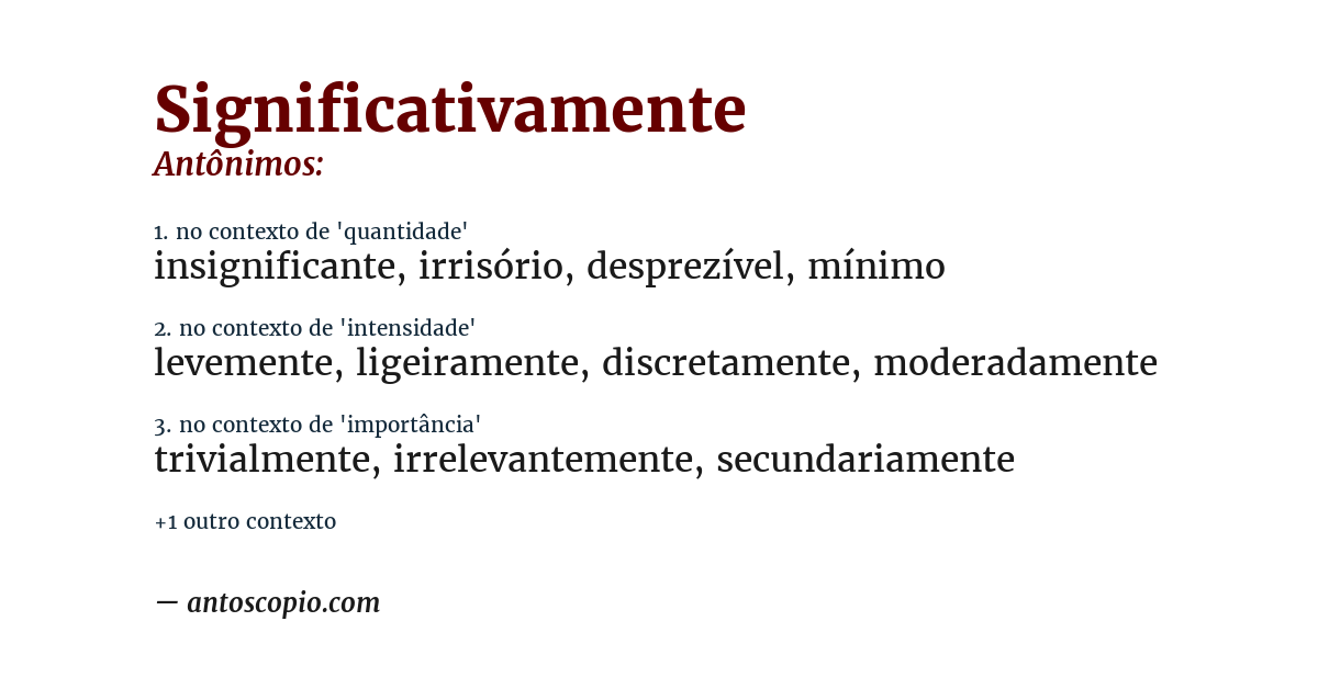 Antônimo de significativamente