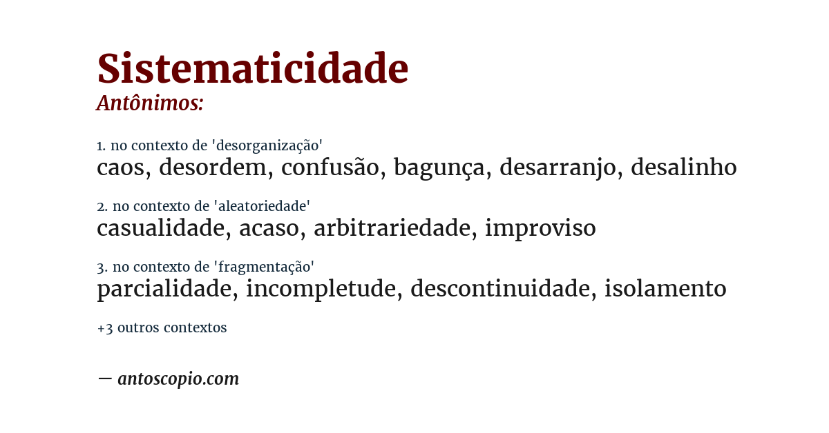 Antônimo de sistematicidade