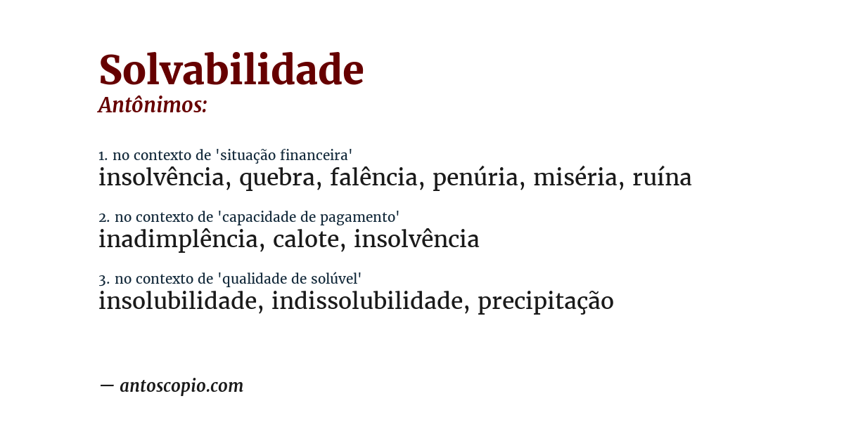 Antônimo de solvabilidade