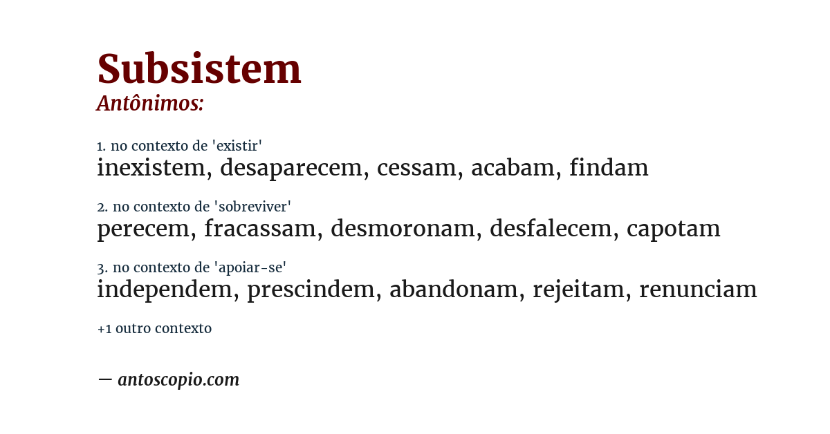 Antônimo de subsistem
