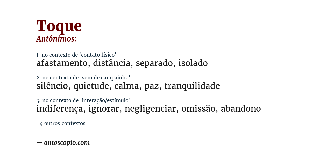 Antônimo de toque
